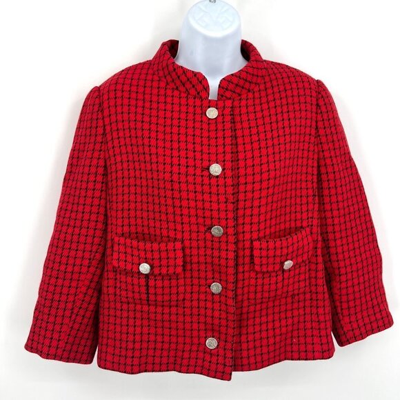 Manor-Bourne‎ for I. Magnin & Co Vintage 60s Red Jacket Jackie O Size M/L - Picture 1 of 15